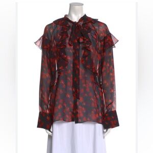 Givenchy Watercolor Floral Printed Button Down Blouse